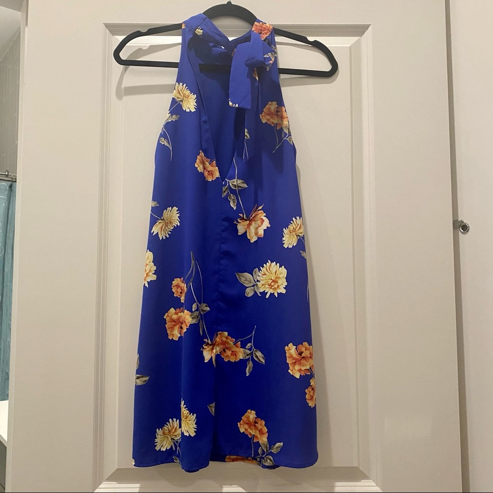 Lulu's Darling Dearest Cobalt Blue Mock Neck Swing Dress - Picture 2 of 3